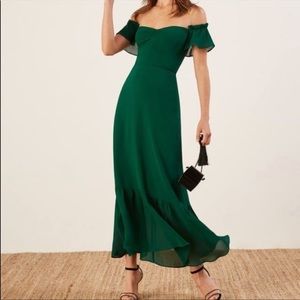 Reformation Butterfly Dress Emerald